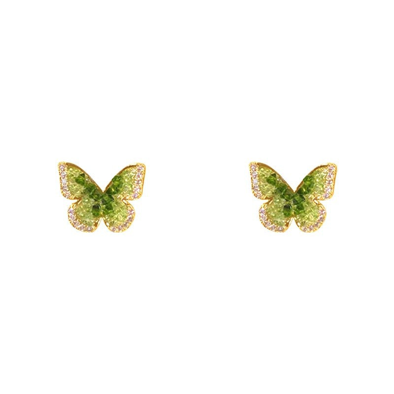 Wholesale Green Crystal Butterfly Fashion Earrings